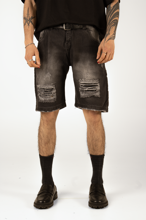 Affaire Grey Distressed Denim Shorts Decshe