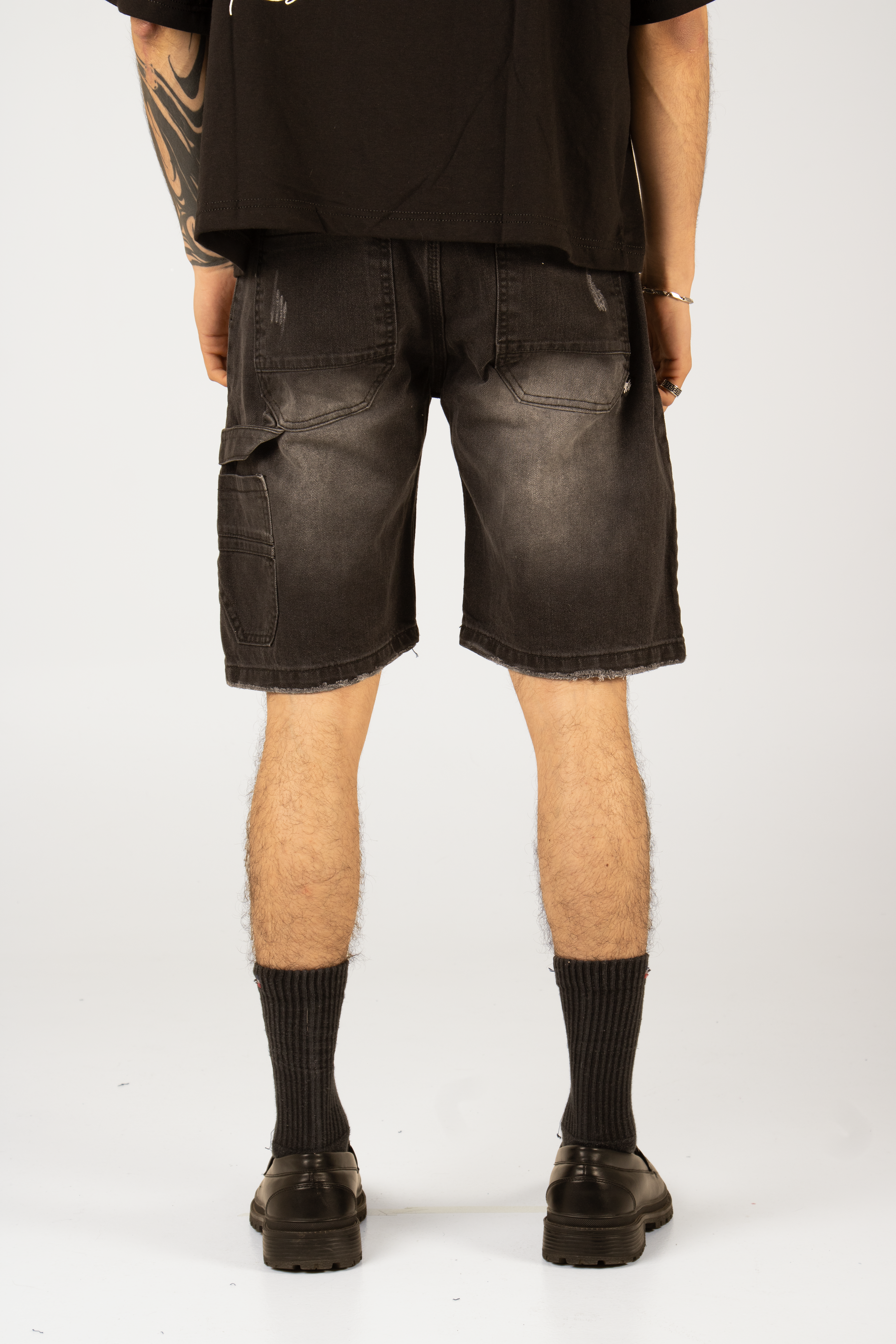 Affaire Grey Distressed Denim Shorts Decshe