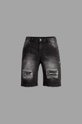 Affaire Grey Distressed Denim Shorts Decshe
