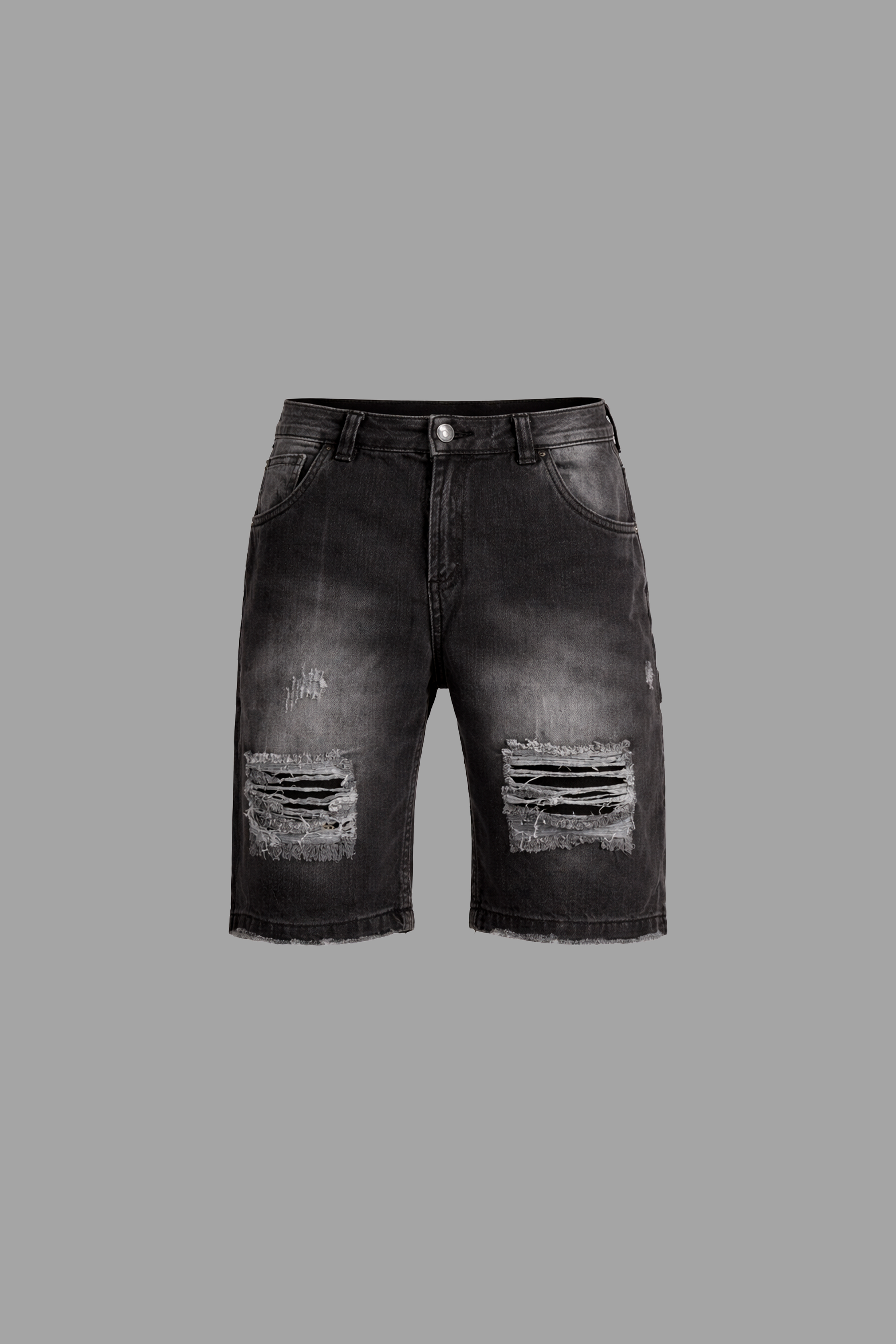 Affaire Grey Distressed Denim Shorts Decshe