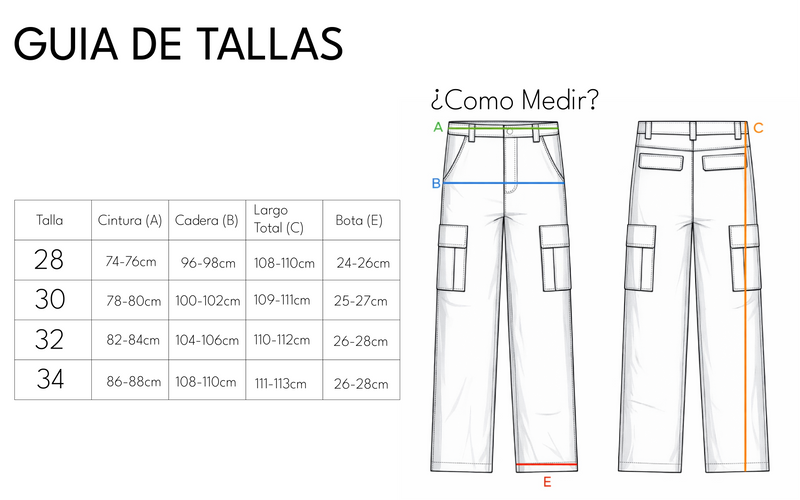 Size chart for JEAN HERENCIA AMANECER