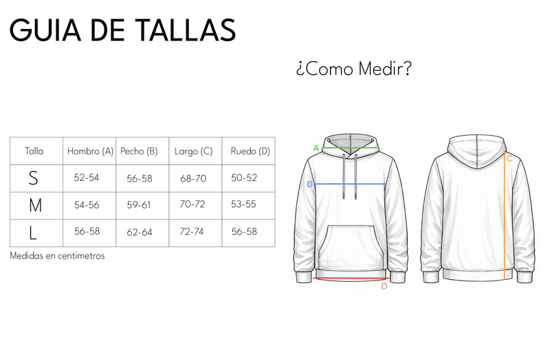 Size chart for HOODIE HERENCIA SELVA